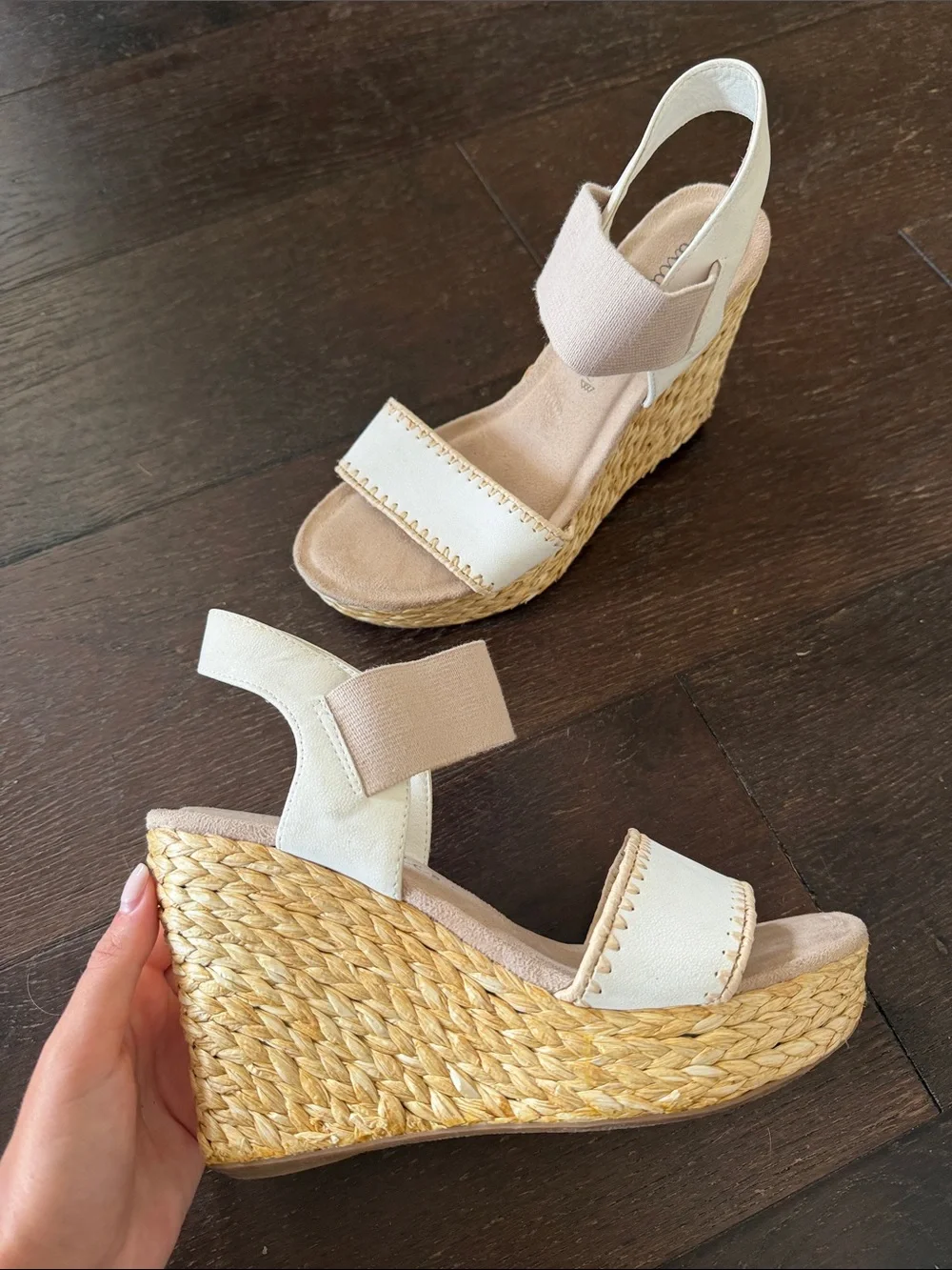 Altard State Woven Espadrille Wedge Sandals in Cream and Tan Size 7.5